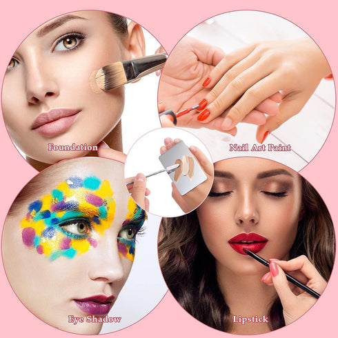 Makeup Mixing Palette Stainless Steel Foundation Palette with Spatula Professional Cosmetic Palette for Mixing Foundation Eye Shadow Nail DIY Art...