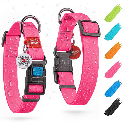WAUDOG Waterproof Dog Collar - Adjustable Dog Collar for Large Dogs, Small and Medium Dogs - Breakaway Dog Collar Waterproof with Plastic Buckle a...