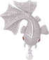 OBONNIE Women Cubic Zirconia Crystal 3D Goldfish Whale Pearl Brooch Pin Corsage Pendant Silver Tone...