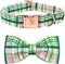 Elegant little tail Dog Collar with Bow - Pink with Green Plaid Boy or Girl Dog Collar Cute Bowtie Pet Collar Adjustable Dog Collar for X-Small Pu...