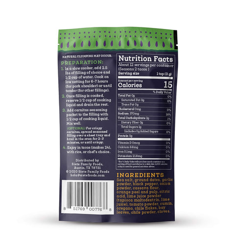 Siete Carnitas Seasoning Mix | Slow Cooker Spices | Gluten Free | Vegan | Paleo | Preservative Free (6 Packets) 42 Servings...