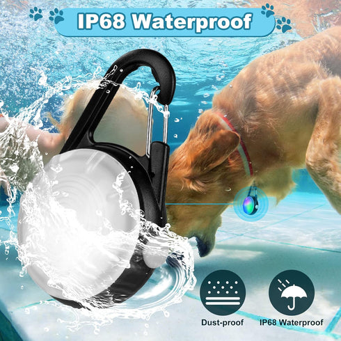 4 Modes Dog Lights for Night Walking, IP68 Waterproof Dog Collar Light, High Capacity Rechargeable Collar Lights for Night Time Clip On, Small and...