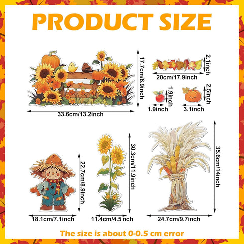 165 Pcs Fall Bulletin Board Decor Sets Harvest Thanksgiving Classroom Bulletin Board Maple Leaves Borders Corn Haystack Scarecrows Fence Cutouts f...