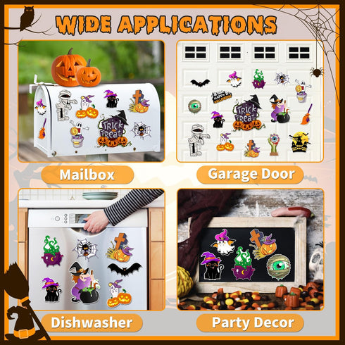 16 Pcs Halloween Magnets Reflective Car Magnets Decorations Halloween Refrigerator Magnetic Stickers Holiday Pumpkin Bat Magnet Stickers Accessori...