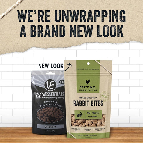 Vital Essentials Freeze Dried Raw Whole Animal Dog Treats, Rabbit Bites, 2 oz...