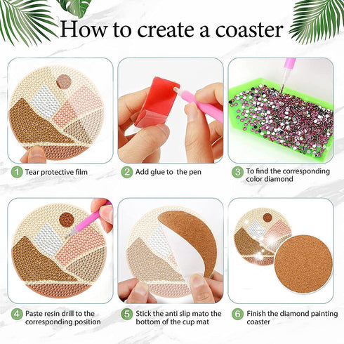 DOTSOPS 8 Pcs Abstract Landscape Diamond Painting Coasters - Diamond Art Coasters for Beginners Adults & Beginners Diamond Art Kits for Adults Cra...
