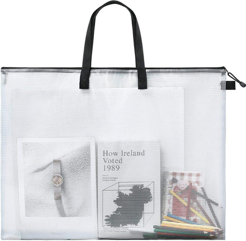 Outus Art Portfolio Bag Poster Storage Bag Poster Board Holder with Handle and Zipper 19 x 25 Inch Organizer Transparent Bag for Large Posters, Po...