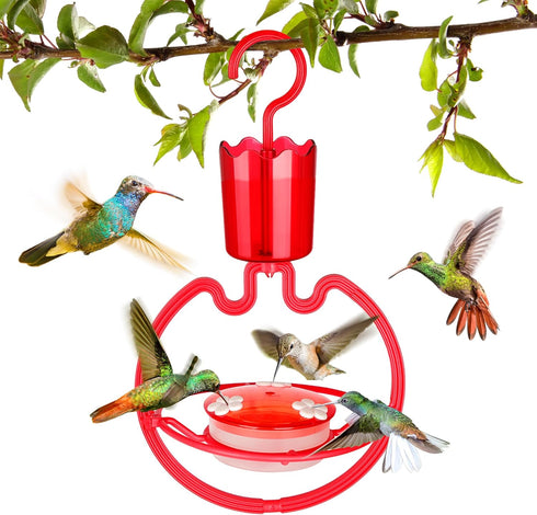 ORIENTOOLS Hummingbird Feeders for Outdoors Hanging 3.5oz Plastic Humming Birds Feeders with Ant Moat friendly to nature and Wild Birds with 3 Flo...