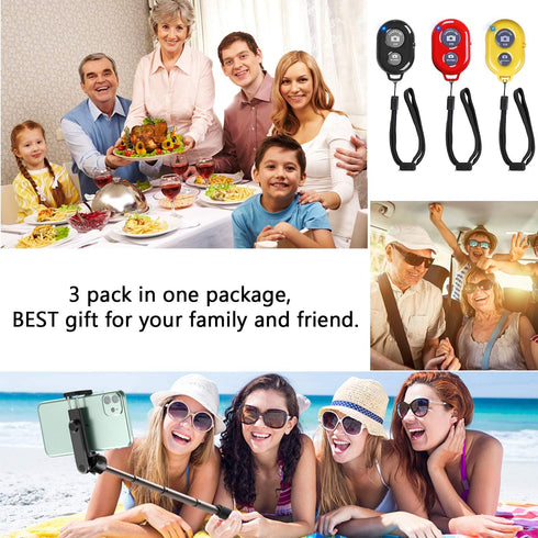 Wireless Remote Shutter for Cellphones and Tablets (3 Pack), AOQIYUE Wireless Remote for iPhone/Android Camera Control, Selfie Clicker for Photos ...