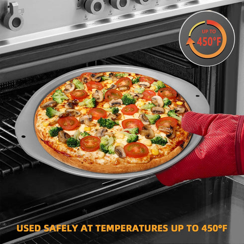 Pizza Pan - 14 Inch Nonstick Pizza Pan for Oven with Widen Handles for Cooking, Baking, and Grilling - Durable, Even Heating, Long-Lasting Kitchen...