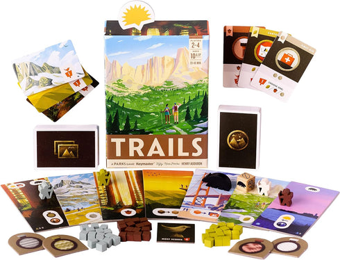 Trails, a Family and Strategy Board Game About Hiking and Outdoors by Keymaster, 2-4 Players...