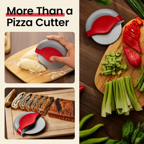 Kitchy Pizza Cutter Wheel with Protective Blade Cover, Ergonomic Pizza Slicer (Red)...