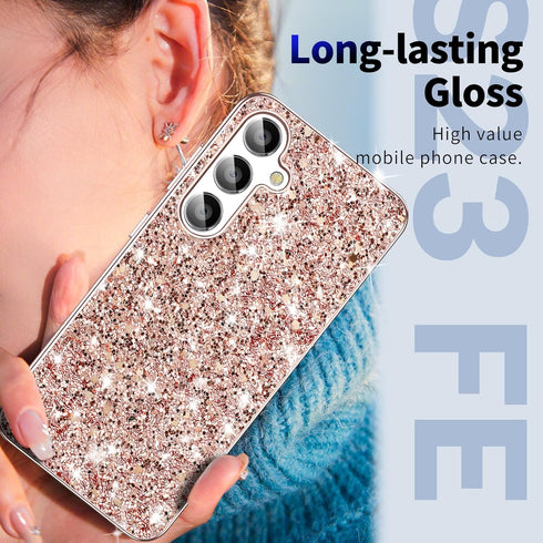 S23 FE Glitter Case for Samsung Galaxy S23 FE 5G Phone Case for Women Girls, Slim Ultra Thin Matte Back Shockproof Protective Cover for Samsung S2...