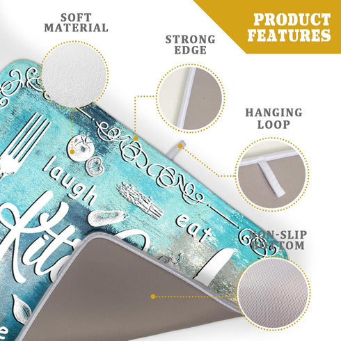 Blue Grey Dish Drying Mat 18x24 Inch Cooking Delicious Absorbent Drying Pad Heat Resistant Dish Drainer Mats for Kitchen Countertop...