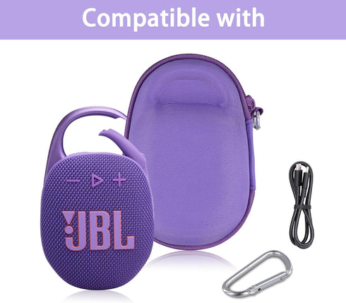 co2CREA Hard Carrying Case Replacement for JBL Clip 5 Waterproof Portable Wireless Portable Mini Bluetooth Speaker (Purple Case)...