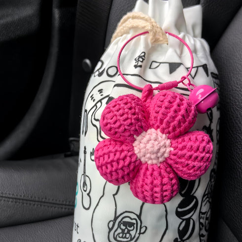 Car Rear View Mirror Accessories, Cute Crochet Flower Car Decor, Handmade Knitted Car Hanging Accessories for Women ?Pink?...