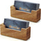 2 Pack Business Card Holder for Desk, Acacia Wood Business Card Organizer Desktop Business Card Display Stand for Office Home Tabletop Exhibition,...