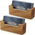 2 Pack Business Card Holder for Desk, Acacia Wood Business Card Organizer Desktop Business Card Display Stand for Office Home Tabletop Exhibition,...