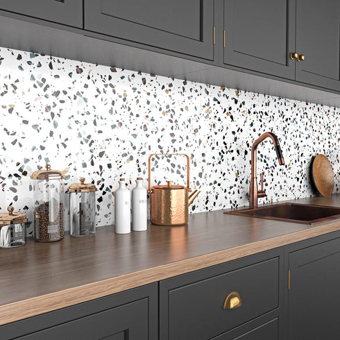 Terrazzo Granite Contact Paper Stick and Peel Wallpaper for Countertops Waterproof Self Adhesive Marble Terrazzo Wall Paper Roll for Decorative Ki...