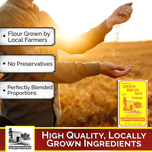 Weisenberger Spoon Bread Mix - Authentic, Old Fashioned, Southern Style Corn Bread Mix - Made From Non GMO Cornmeal - Traditional Cast Iron Spoonb...