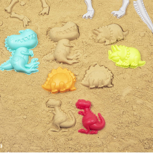 Dinosaur Beach Toys and Sand Tools Kids Set - Outdoor & Travel Fun for Toddlers, Boys or Girls with Dino Bucket for Sand Castle Building Kit - 21 ...