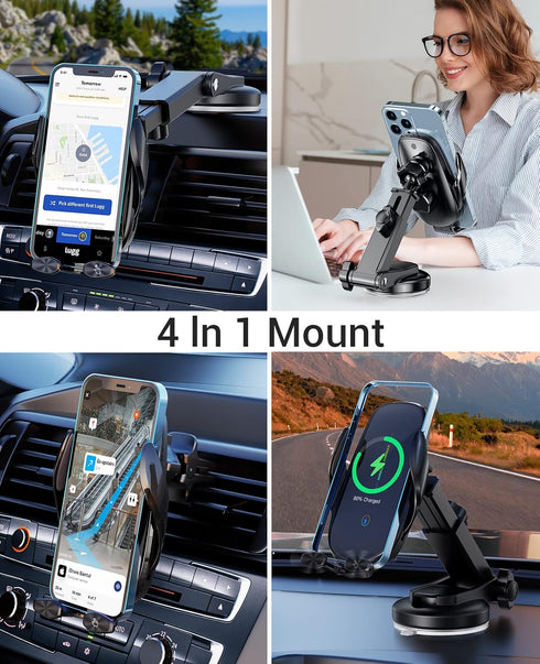 Wireless Car Charger, 15W Fast Wireless Charger for car Auto-Clamping, fit for iPhone 15 14 13 12 11 Pro Max Xs, Samsung Galaxy S23 Ultra S22 S21 ...