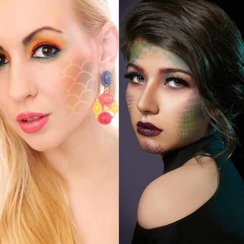 5Pcs Fish Scale Stencil, Face Painting Stencils Stencils Reusable Stencil Templates DIY Art Painting Templates for Make-up Stencils, Painting, Cra...