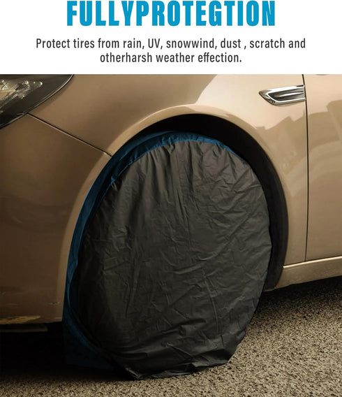 4 Pack Tire Covers,Waterproof Wheel Tire Covers,Car Accessories Tire Protectors,Universal Tire Wheel Protector for RV Trailer Camper Truck Jeep SU...