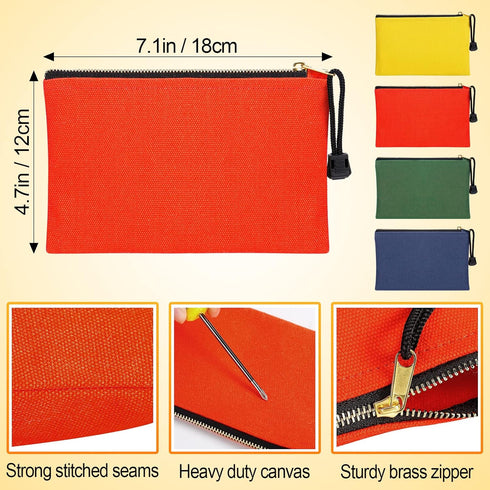 ANPHSIN 4 Pack Canvas Tool Bags - Heavy Duty Zipper Pouch Set, 7''x4.7'' Multipurpose Small Tools Storage Organizer with Dependable Zipper...
