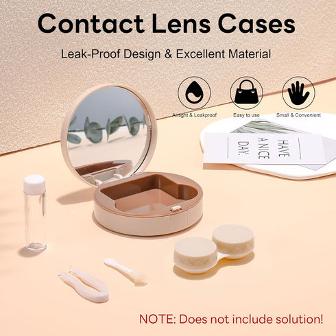 FEISEDY Contact Lens Case, Fashion Portable Contacts Lens Box with Mirror Tweezers Remover Tool Solution Bottle for Travel B0072...