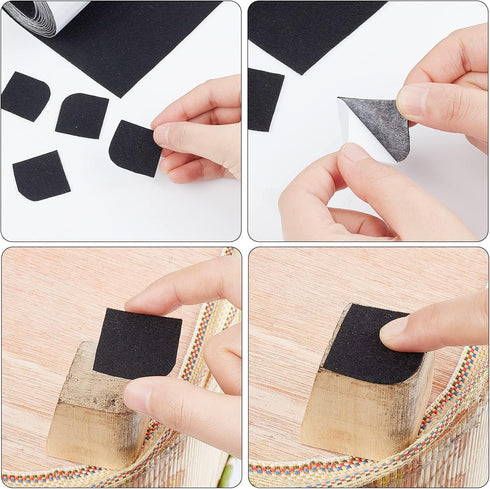 BENECREAT Black Self-Adhesive Felt Fabric 15.7" x 78.7" Shelf Liner for Halloween Decoration, DIY Costume Making and Jewelry Drawer Box Fabric Pee...