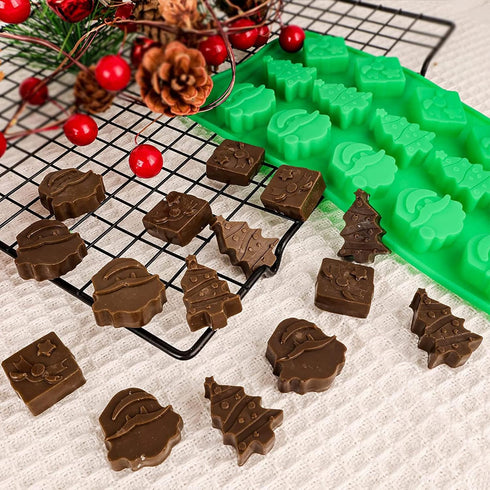 Christmas Shape Baking Mold Candy Mold Chocolate Molds including Christmas Tree Santa Head, Ideal for Christmas Party Home Baking DIY Crafts & Nov...