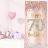 70th Birthday Door Banner Decorations for Women, Pink Rose Gold Happy 70th Birthday Door Cover Backdrop Party Supplies, Large Seventy Year Old Bir...