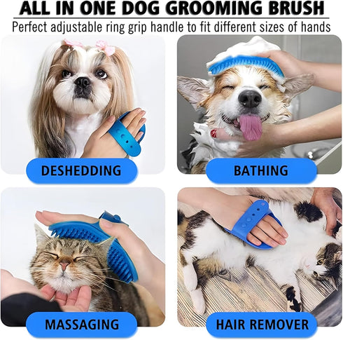 JASLAH 3 PCS Set, Pet Massage Brush Dog Bath Brush for Long/Short Hair Pet Shampoo Brush Soft Silicone Comb for Pets Grooming Bathing Tool Dog Hai...