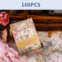 100Pcs Scrapbook Craft Paper Kit for Scrapbook Journaling Supplies ,Scrapbook Flower Stickers Aesthetic for Scrapbooking Supplies,Bullet Junk Jour...