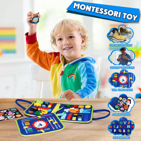 Guolely Busy Board Montessori Toy for 1 2 3 4 Year Old Toddlers - Educational Activity Developing Sensory Board for Fine Basic Dress Motor Skills ...