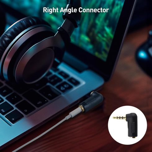 Cable Matters 2-Pack TRRS Right Angle 3.5mm Adapter in Black (3.5mm Right Angle Adapter, 90 Degree 3.5mm Adapter, 90 Degree Audio Adapter)......