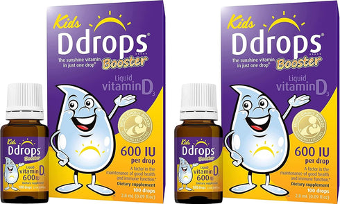 Ddrops Kids Booster 600IU 100 Drops - Daily Liquid Vitamin D for Kids. Support Strong Bones & Immune System in Children. No Preservatives, No Suga...