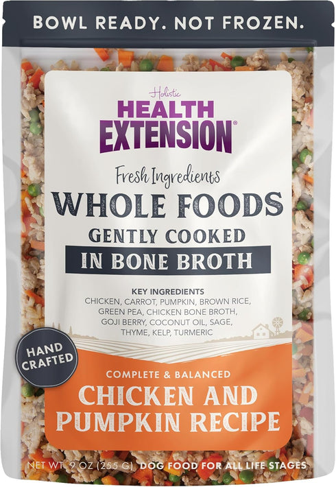 Health Extension Gently Cooked Fresh Chicken & Pumpkin (9oz) | All Life Stages | Boosts Taste & Nutrition | Cooked in Bone Broth...