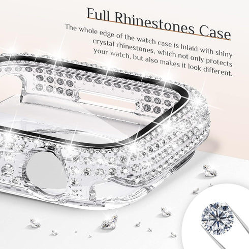 Goton 2-in-1 Waterproof Bling Case for Apple Watch 44mm Series 6 5 4 SE SE2 Screen Protector, Glitter Diamond Rhinestone Bumper Face Cover for iWa...