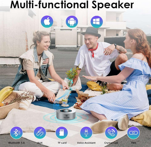 XLEADER Travel Case Packed, Upgraded, Bluetooth Wireless Speaker, Custom Bass Radiator, LED Touch Design, Tiny Pocket Speaker, Mic/TF Card/Aux, 15...