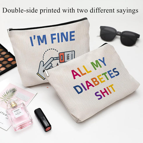 Diabetic Supplies Travel Bag Gifts Sets, All My Diabetes Shit Funny Diabetes Glucose Meter Case Organizer, Blood Sugar Log Book and 10 Diabetic Al...