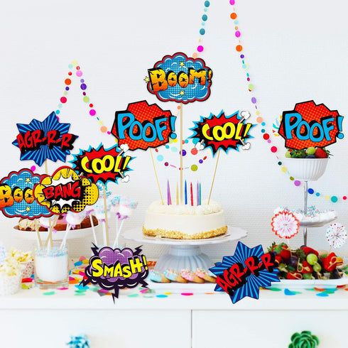 Blulu 30 Pieces Hero Themed Party Decorations, Fun Hero Sign Cutouts Signs Paper Cardboard Cutouts...