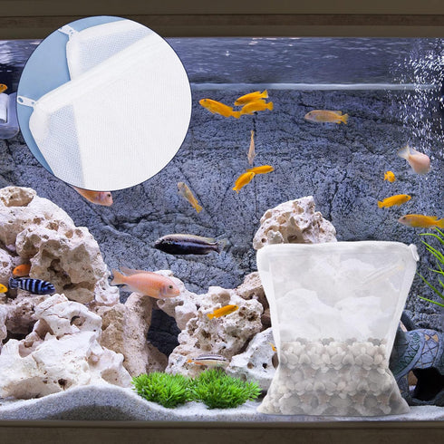 Segarty Filter Media Bags, 10PCS 11.7x7.8 Inch Aquarium Nylon Mesh Bags with Plastic Zipper, Fish Tank White Net Bags for Pellet Carbon, Bio Balls...