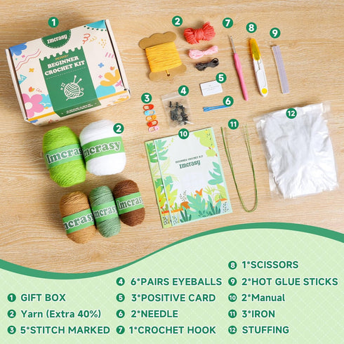 Imcrasy Crochet Kit | Crochet Kit for Beginners | Beginner Crochet Kit with Step by Step Video Lessons | 6 PC Potted Plants and Succulent Family C...