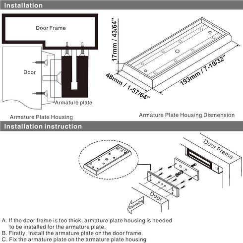 UHPPOTE I Bracket Installation Groove of Armature Plate for 280KG 600Lbs Magnetic Lock...