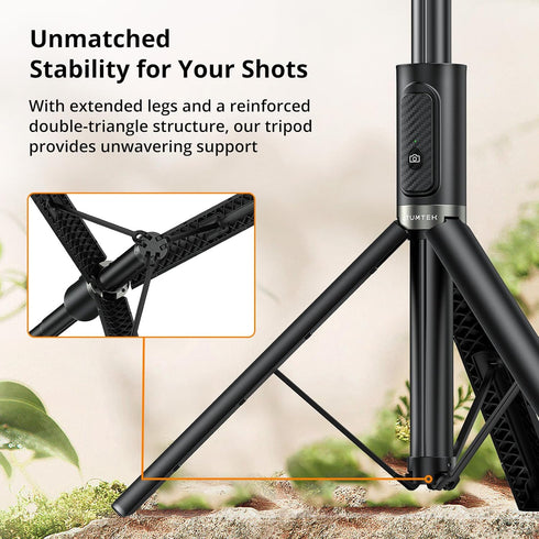 ATUMTEK 55" Selfie Stick Tripod, All-in-one Extendable Aluminum Phone Tripod with Rechargeable Bluetooth Remote for iPhone, Samsung, Google, LG, S...