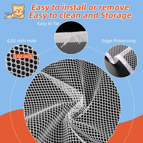 Banister Guard 10 ft L x 2.6 ft H, Deck Safety Net for Baby Proofing, Balcony Mesh Netting, Stairway Deck Rail Mesh Netting for Child Safety, Pet ...