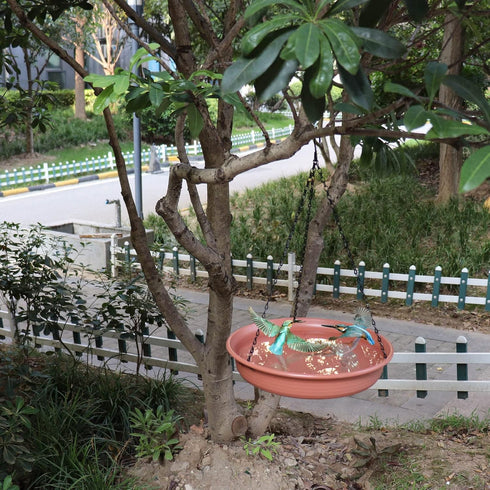 12 Inch Hanging Bird Bath, Outdoor Bird Drinking Bird Feeder Tray Bird Seed Catcher Tray Platform with Hook and Chain for Outdoor Garden Yard Pati...