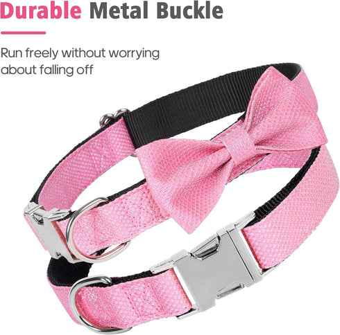 Cute Dog Collar with Bow for Small Medium Large Dogs, Bling Medium Dog Bow Tie Collar with Durable Metal Buckle, Easy Adjustable for Dogs Walking ...
